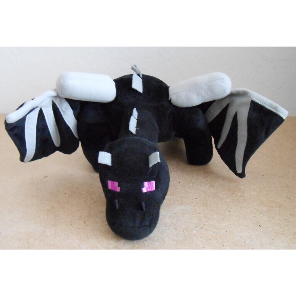 Minecraft Ender Dragon 21" Plush Black And Gray Dragon Stuffed Animal Plush Toy